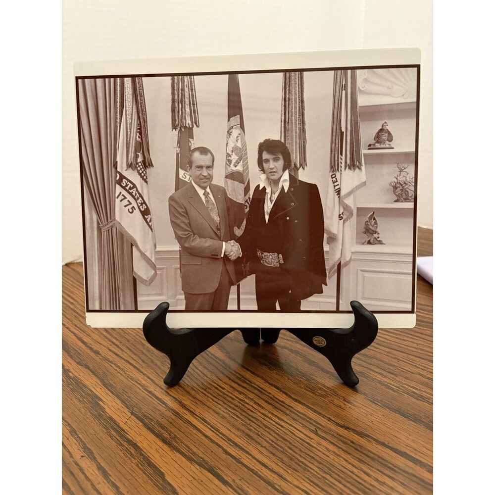 Vintage Metal Sign of Meeting With President Richard Nixon and Elvis Presley
